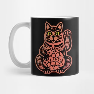 Japanese Woodblock Cat Maneki Neko Mug